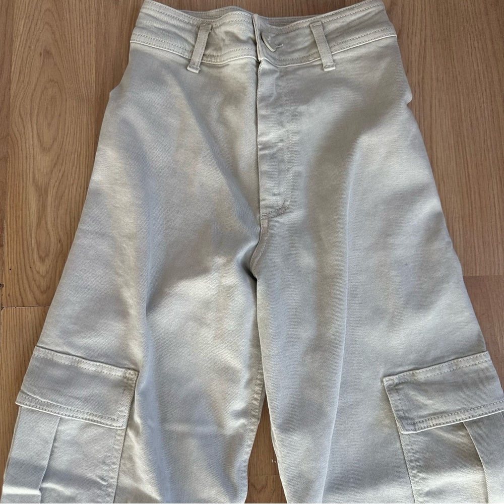 Zara Women's High Waisted Wide Leg Cargo Pants‎ Size 0 - Picture 2 of 14